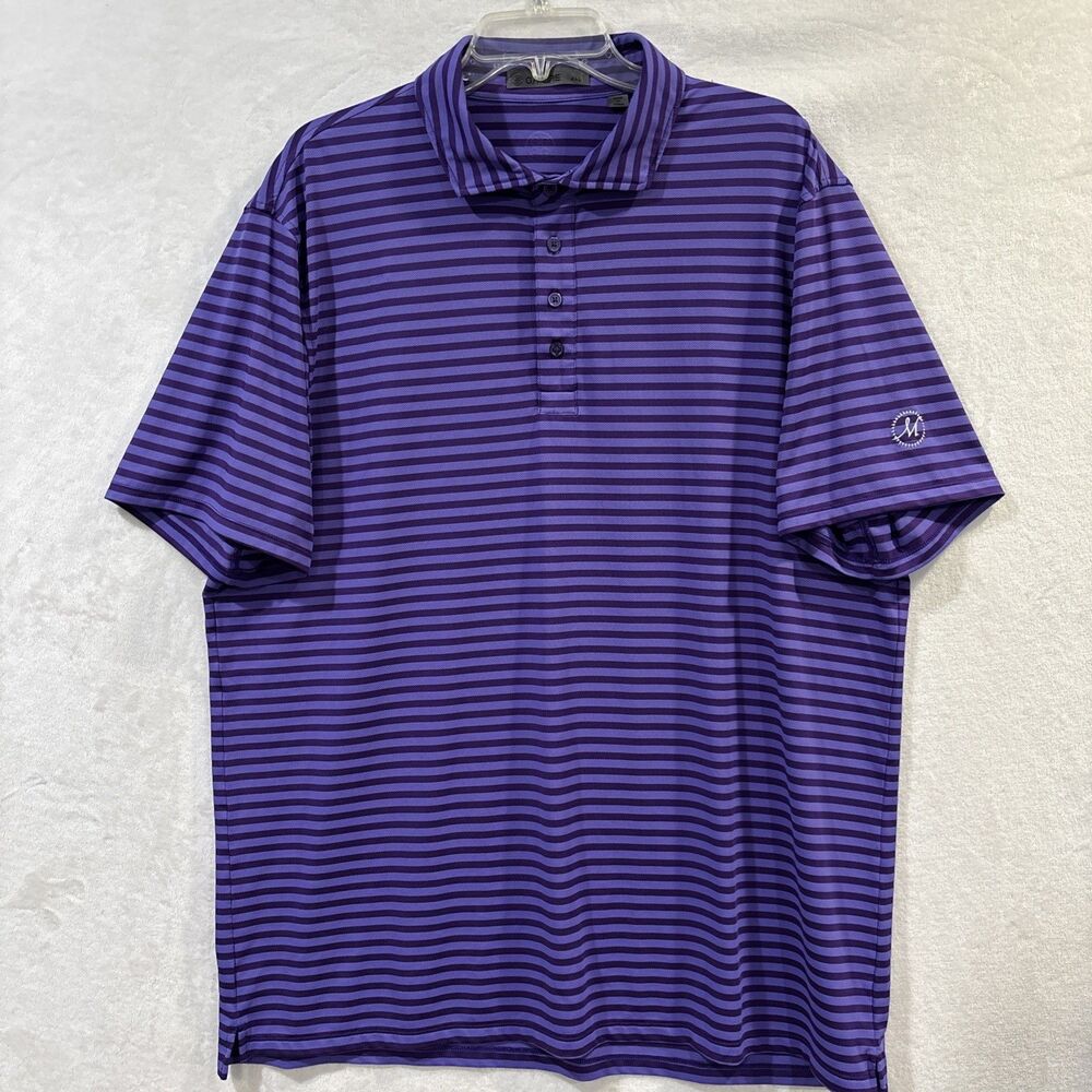 G/FORE Mens XXL Purple Midsummer Perforated Stripe Tech Jersey Golf Polo Mirasol